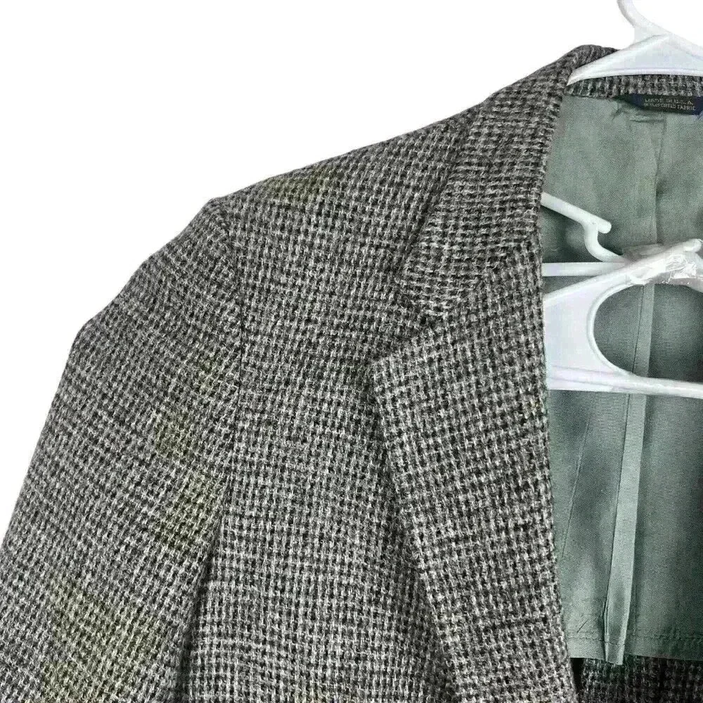Vintage 44R‎ Classic Harris Tweed 100% Wool Gray Blazer Sport Coat Jacket USA